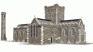 St. Brigid's Cathedral, Kildare. irish architectural illustration, heritage illustration