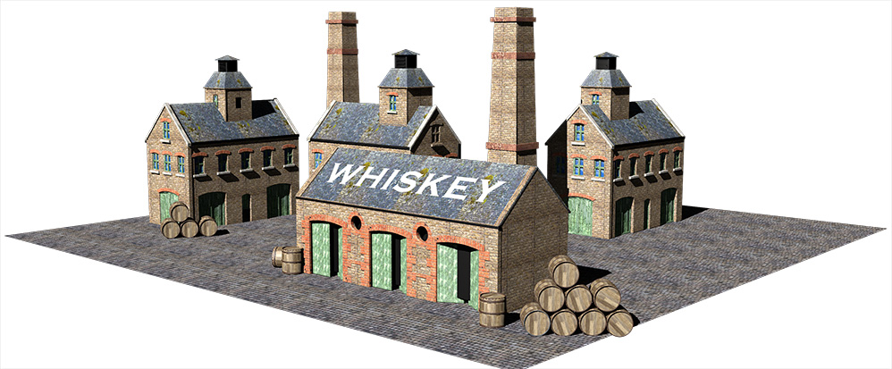whiskey distillery illustration, whiskey distillery