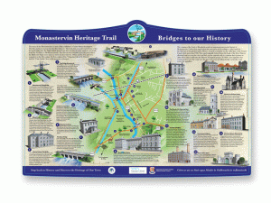 heritage interpretation, canal heritage, irish heritage signs, canal heritage signs, Monastervin Heritage building,